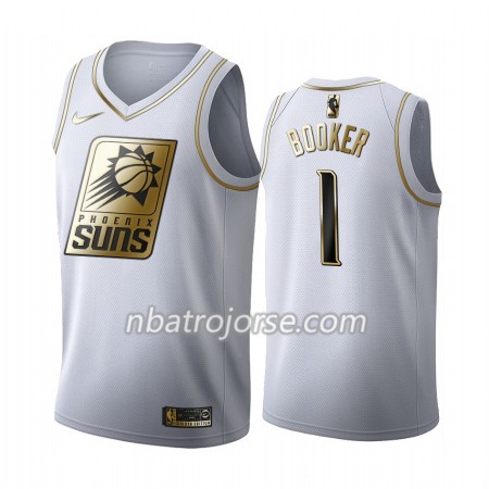Män Phoenix Suns Tröja Devin Booker 1 2019-20 Nike Vit Golden Edition Swingman